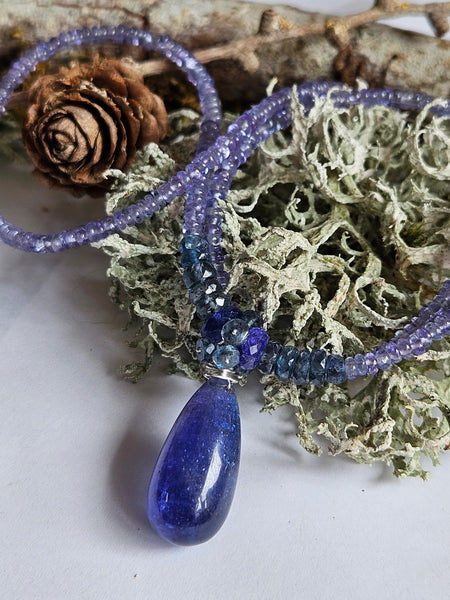 One of a Kind Tanzanite & Indigo Kyanite Necklace