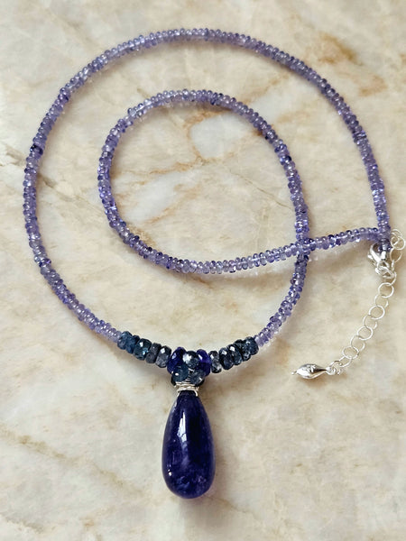 One of a Kind Tanzanite & Indigo Kyanite Necklace