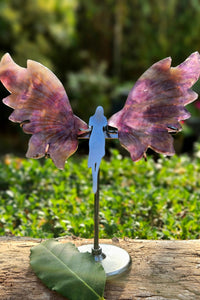 Smoky Amethyst Angel Wings With Stand.