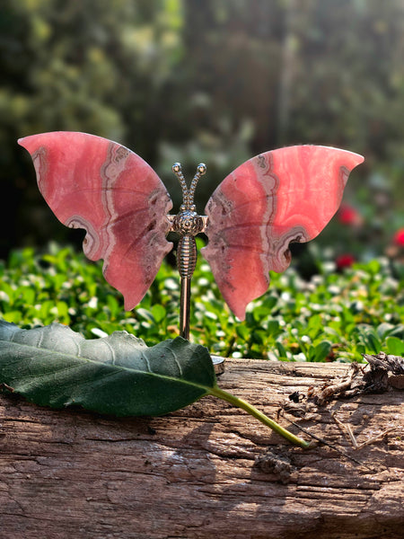 Rhodochrosite Butterfly Wings w/Stand