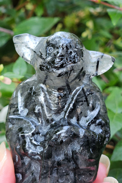 Black Tourmalinated Quartz Yoda