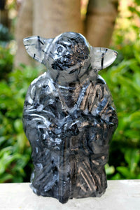 Black Tourmalinated Quartz Yoda