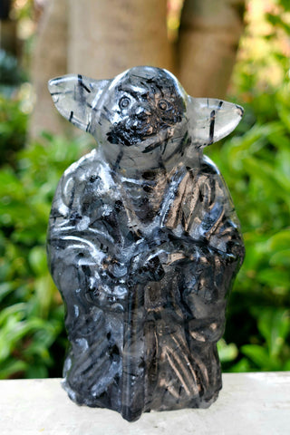 Black Tourmalinated Quartz Yoda