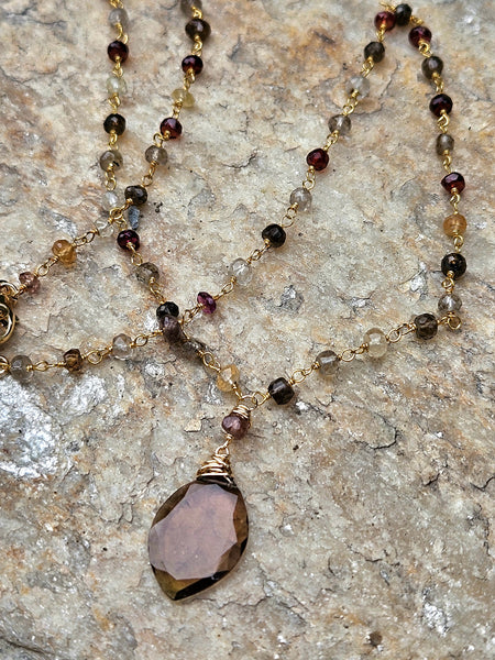 One of a Kind GF) Chocolate Tourmaline w/Tundra Sapphire Necklace