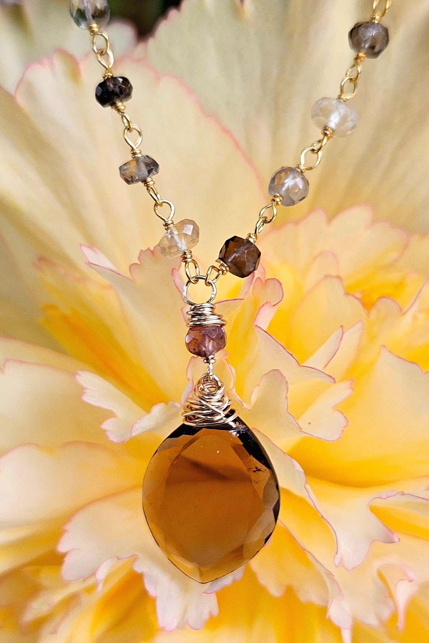 One of a Kind GF) Chocolate Tourmaline w/Tundra Sapphire Necklace