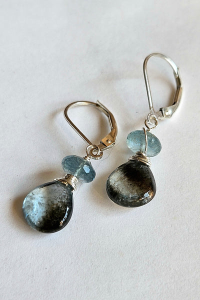 Black & Blue Aquamarine Earrings  EBK4825