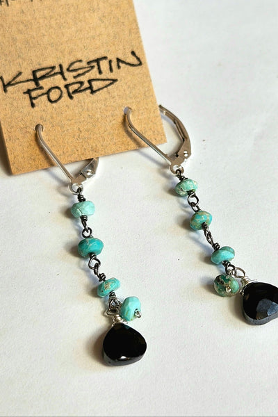 Black Spinel & Turquoise Earrings  EBK4625