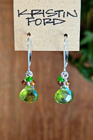 Peridot, Hessonite & Chrome Diopside Earrings  EGR4325