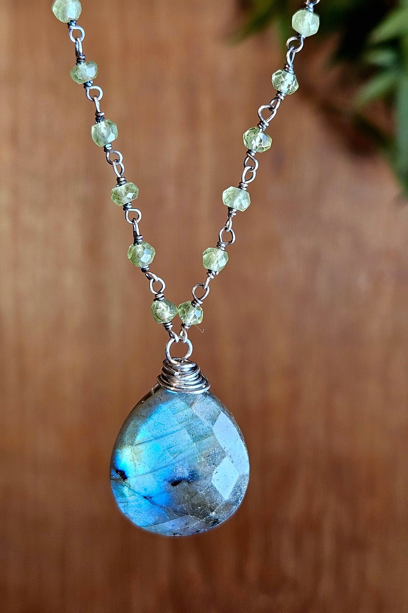 Labradorite & Peridot Necklace  NBK4925OX