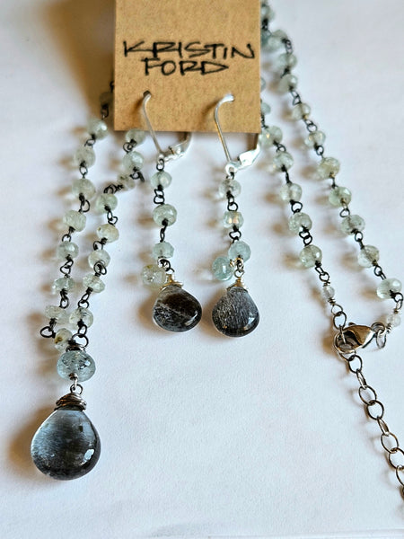 Black & Blue Aquamarine Necklace  NBK4725OX