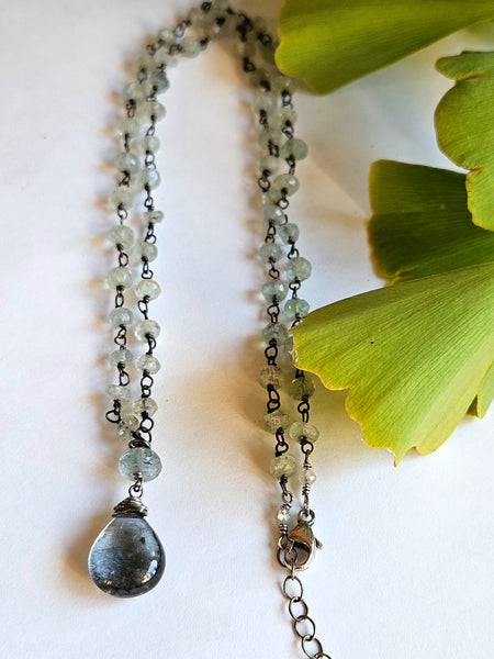Black & Blue Aquamarine Necklace  NBK4725OX