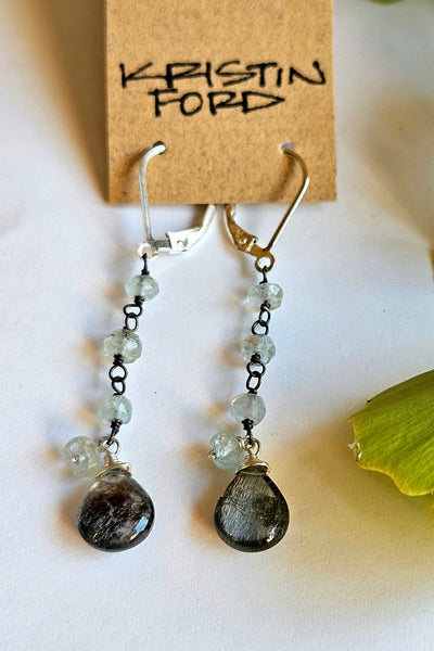 Black & Blue Aquamarine Earrings  EBK4725