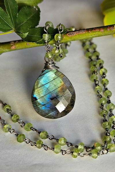 Labradorite & Peridot Necklace  NBK4925OX