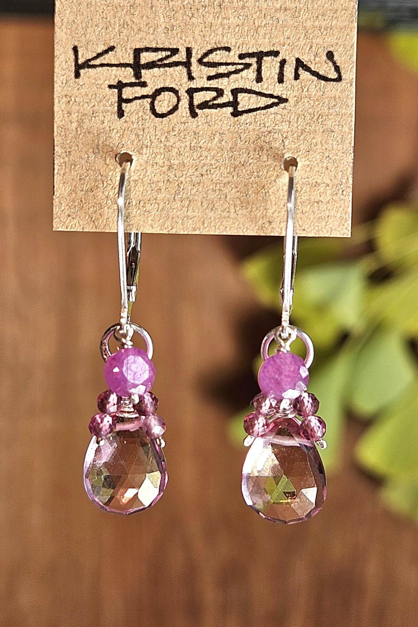Pink Topaz, Ruby & Rhodolite Earrings  ERD4525