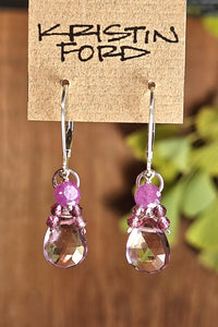 Pink Topaz, Ruby & Rhodolite Earrings  ERD4525