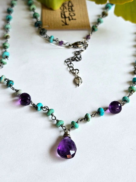 Amethyst & Turquoise Necklace  NBL7125OX