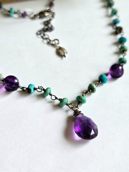 Amethyst & Turquoise Necklace  NBL7125OX