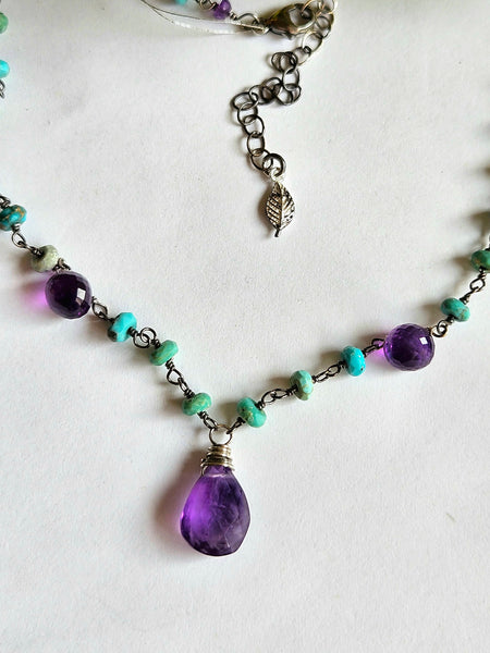 Amethyst & Turquoise Necklace  NBL7125OX