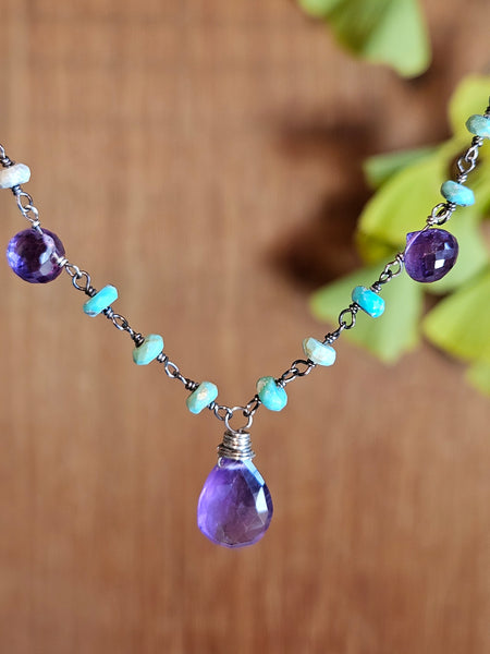 Amethyst & Turquoise Necklace  NBL7125OX