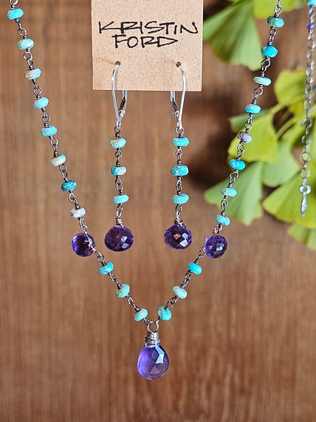 Amethyst & Turquoise Earrings  EBL7125OX
