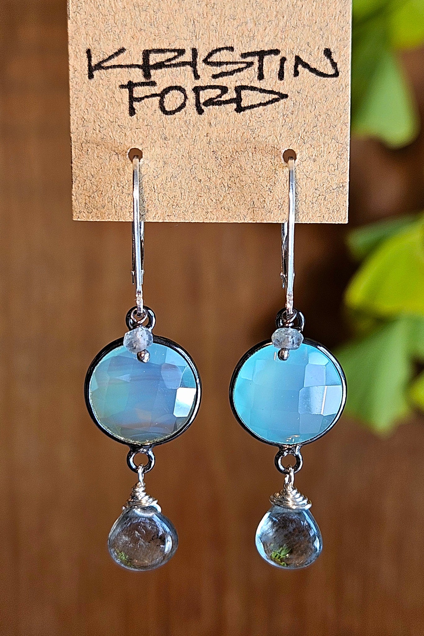 Black Aquamarine & Chalcedony Earrings  EBK4325