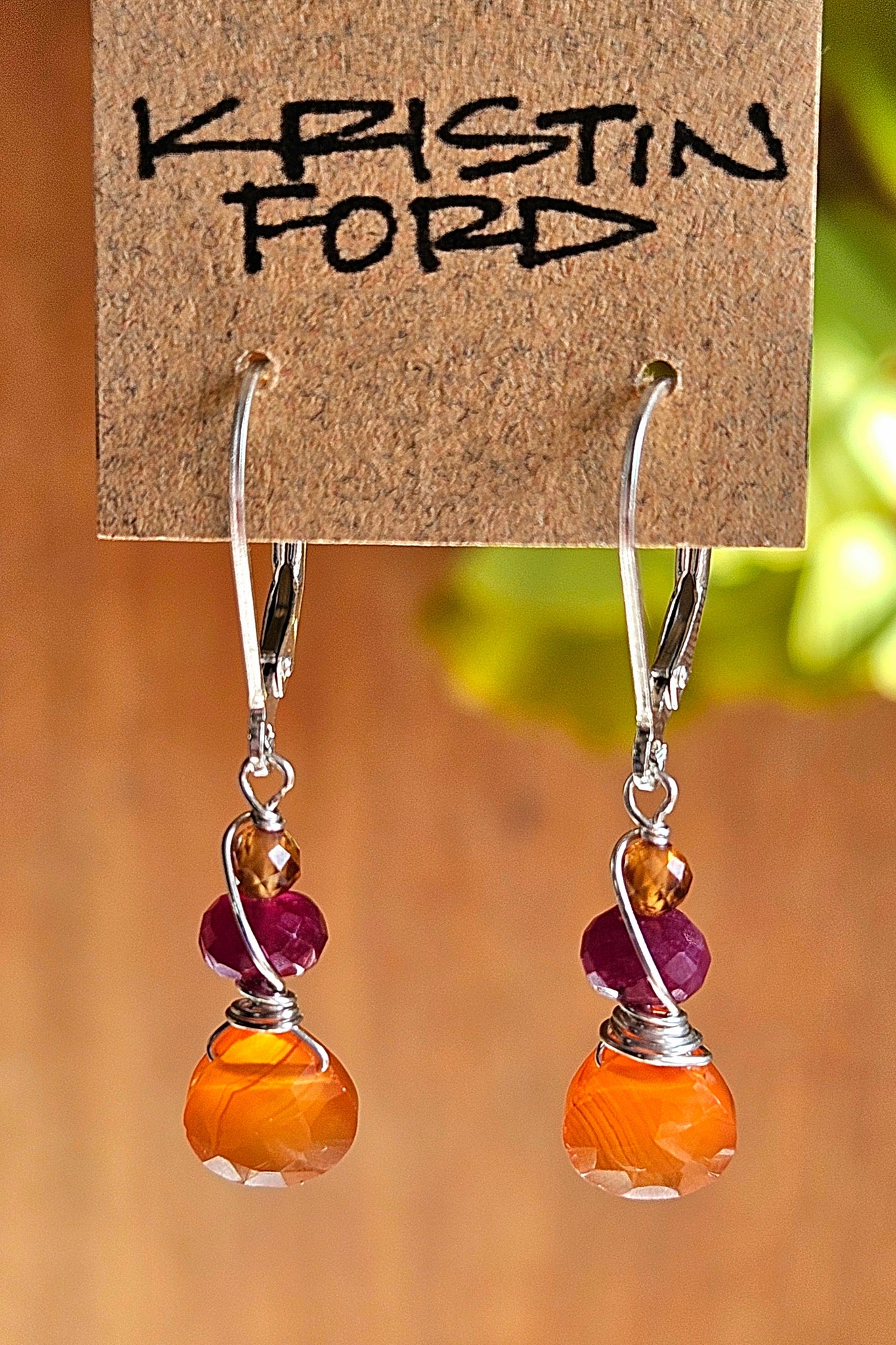 Carnelian, Ruby & Hessonite Earrings  ERD4625