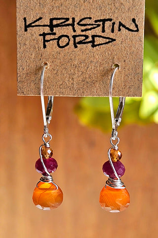 Carnelian, Ruby & Hessonite Earrings  ERD4625