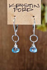 Blue Topaz Ring Drop Earrings EBL1416