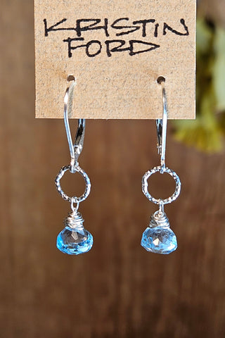 Blue Topaz Ring Drop Earrings EBL1416