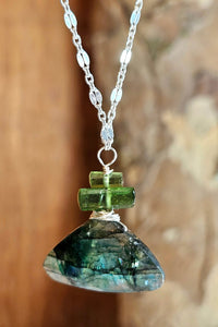 Labradorite & Green Tourmaline Necklace  NBK5225