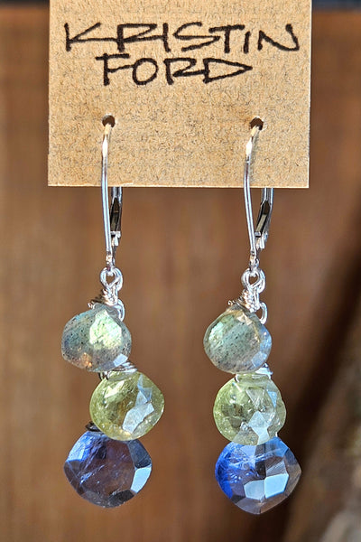 Iolite, Tanzanite, Labradorite, Grossular Garnet & Silver Moonstone Necklace  NWH7226