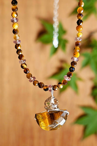 Tigers Eye & Topaz Necklace  NBR4525