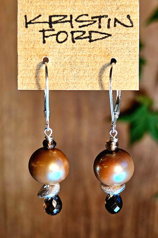 Chocolate Pearl & Smoky Quartz Earrings  EBR4425