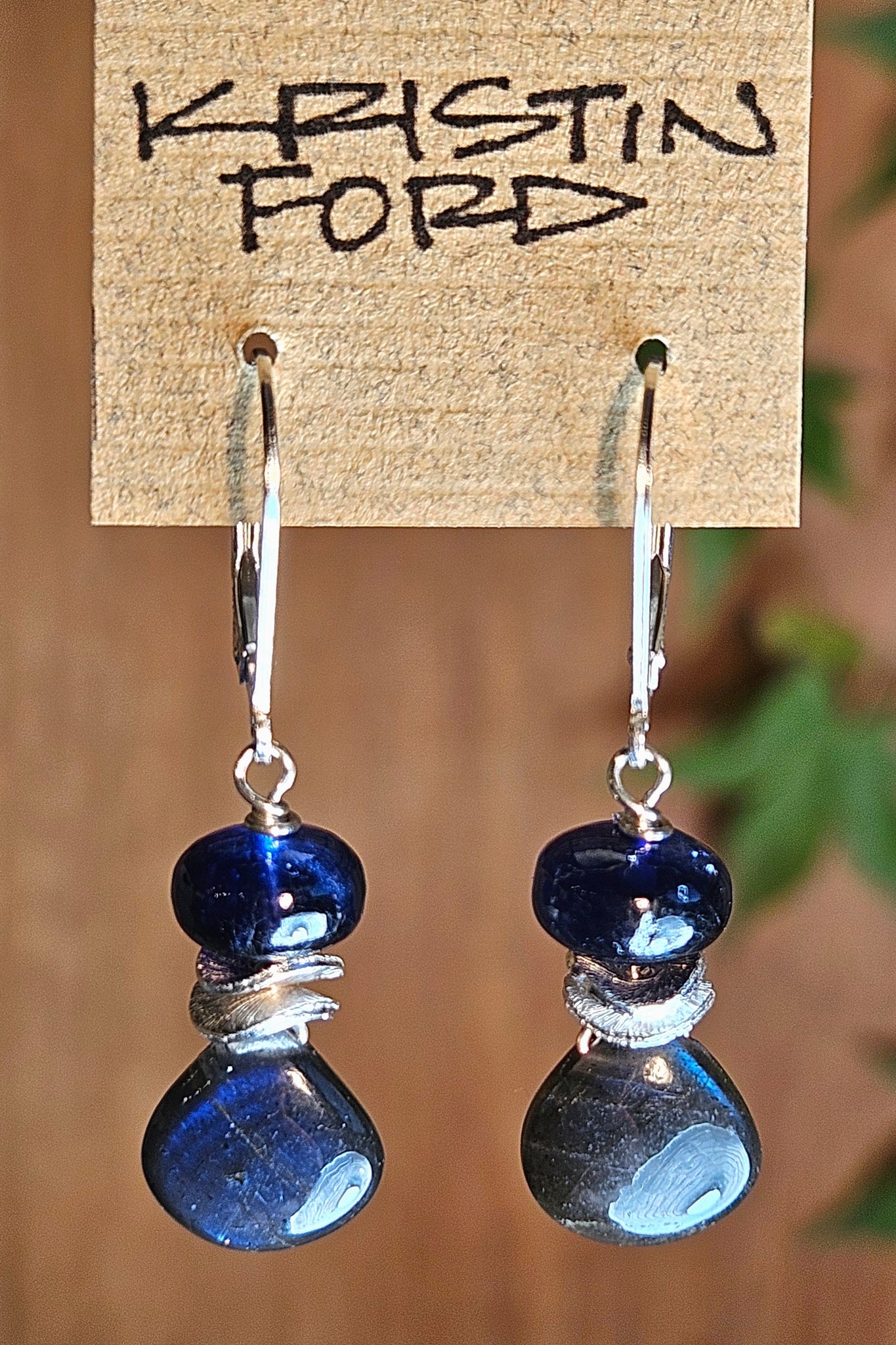 Black Labradorite & Blue Sapphire Earrings   EBK5325