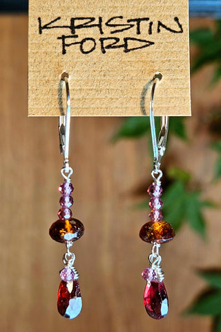 Garnet, Hessonite & Rhodolite Earrings  ERD5225