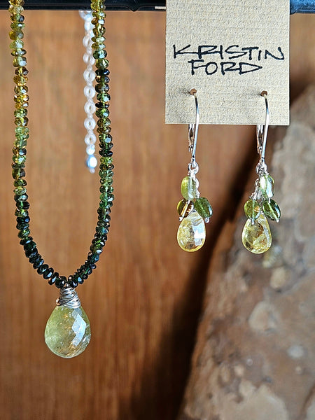 Grossular Garnet & Green Tourmaline Earrings  EGR4725