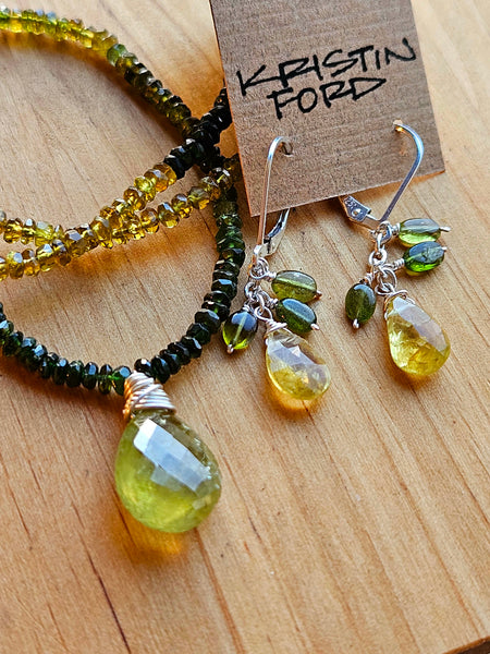 Grossular Garnet & Green Tourmaline Earrings  EGR4725
