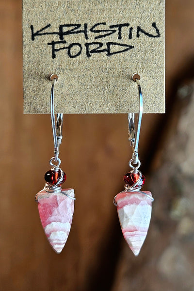 Rhodochrosite & Garnet Earrings  ERD5025