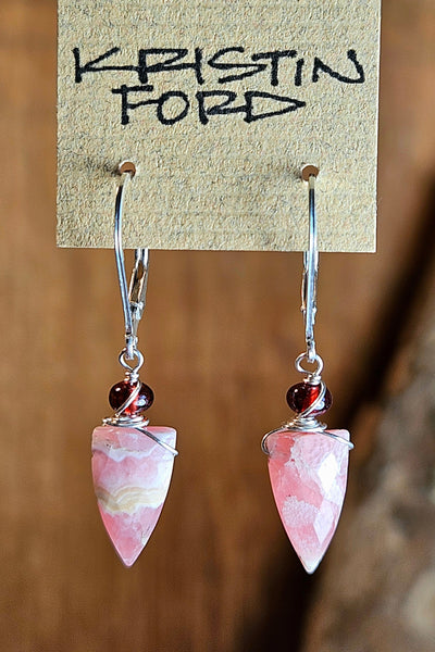 Rhodochrosite & Garnet Earrings  ERD5025