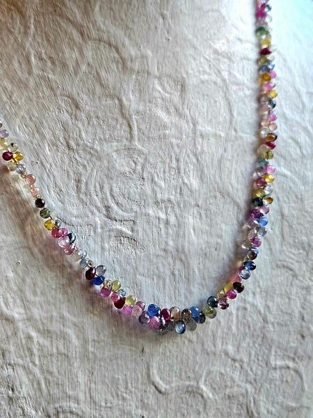Multi Color Sapphire Teardrop Necklace