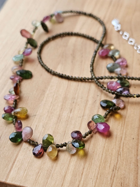 Multi Color Tourmaline & Olive Chrysoberyl Necklace  NWH5125