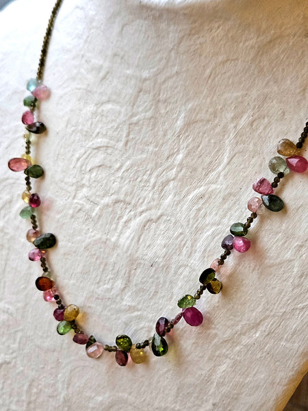 Multi Color Tourmaline & Olive Chrysoberyl Necklace  NWH5125