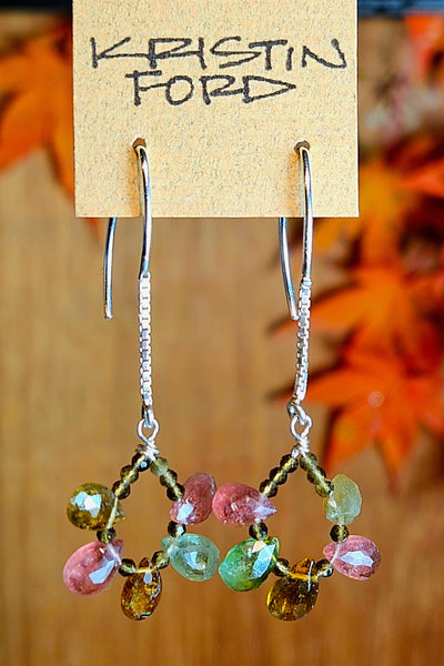Multi Color Tourmaline & Olive Chrysoberyl Earrings  EWH5125