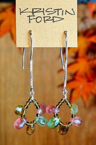 Multi Color Tourmaline & Olive Chrysoberyl Earrings  EWH5125