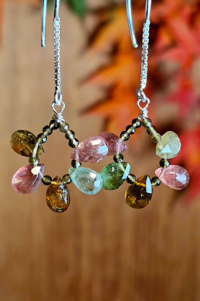 Multi Color Tourmaline & Olive Chrysoberyl Earrings  EWH5125