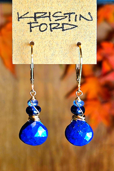 GF) Lapis Lazuli, Blue Sapphire & Tanzanite Earrings  EBL8025G