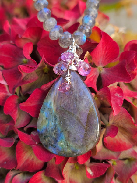 One of a Kind Purple Labradorite & Raspberry Sapphire Necklace