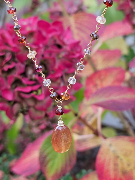 Limited Edition GF) Padparadscha & Tundra Sapphire Necklace  NWH4325G