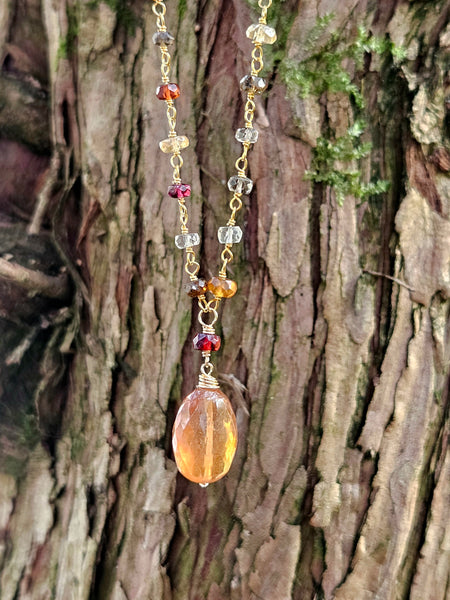 Limited Edition GF) Padparadscha & Tundra Sapphire Necklace  NWH4325G