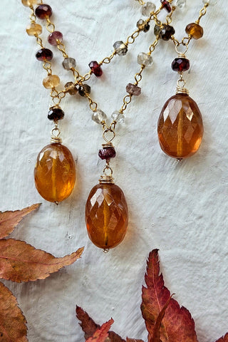 Limited Edition GF) Padparadscha & Tundra Sapphire Necklace  NWH4325G